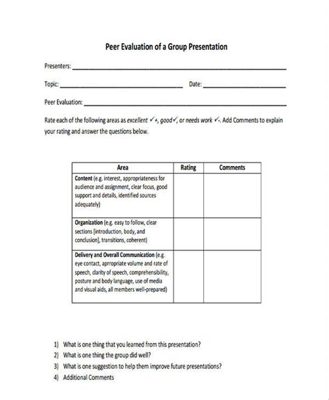 Free 37 Presentation Evaluation Forms In Pdf Ms Word