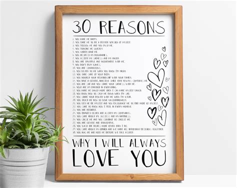 Reasons I Love You Print Reasons Reasons Reasons Etsy Cute Valentines Day Gifts