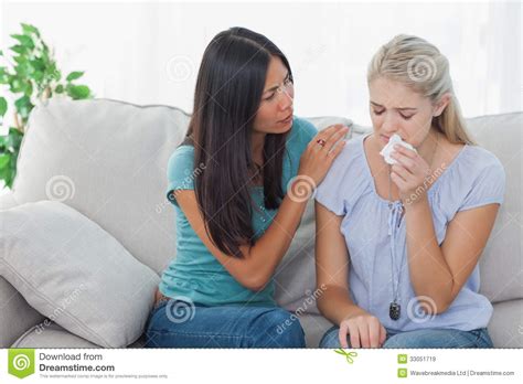Concerned Woman Comforting Her Crying Friend Royalty Free Stock Images