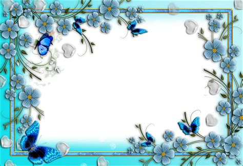 Download Hd Blue Floral Border Png Image Background Border Design