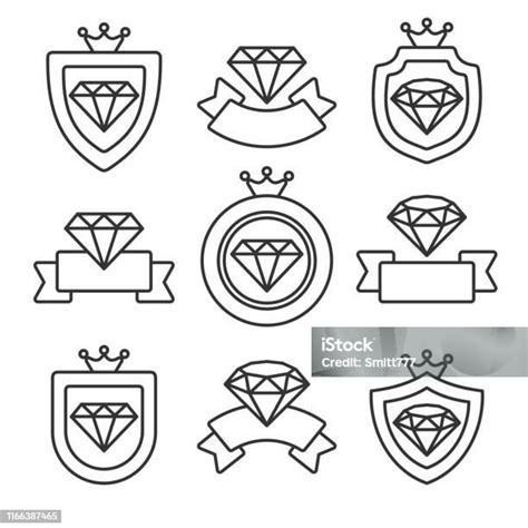 다이아몬드 레이블 및 요소 세트 컬렉션 아이콘 다이아몬드입니다 벡터 개체 그룹에 대한 스톡 벡터 아트 및 기타 이미지 개체