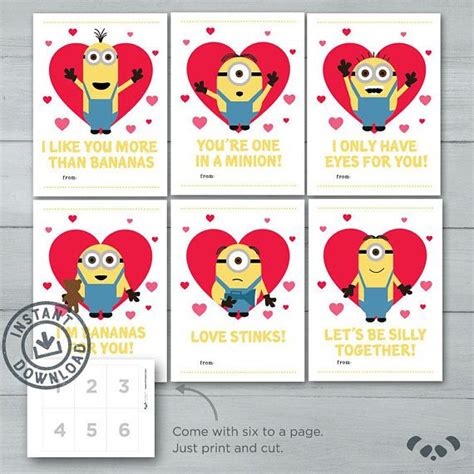 Kids Valentine Cards Minions Valentines Despicable Me Minion Kevin