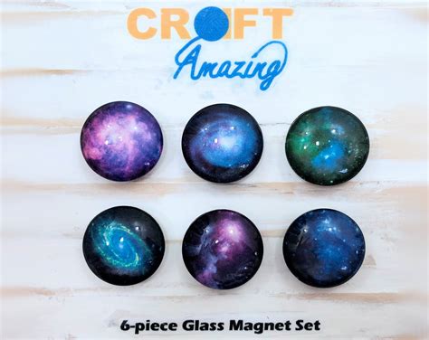 Outer Space Galaxy Magnet Set 6 Piece Glass Magnets Set Etsy