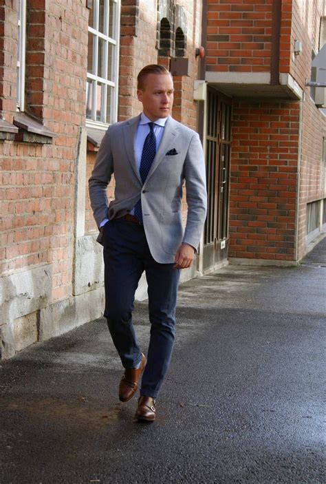 Grey And Navy Blue Blazer Outfit Men Blue Pants Men Mens Fashion Blazer