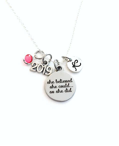 Graduation T For Her 2022 Grad Necklace She Believed Etsy