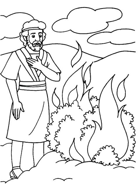 Moses And The Burning Bush Coloring Page At Free