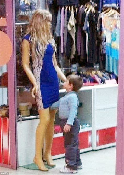 Curious Babe In Russia Puts Hand Up Mannequin S Dress And Peeks Up It