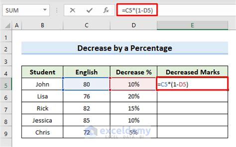 How To Apply Percentage Formula In Excel For Marksheet 7 Applications