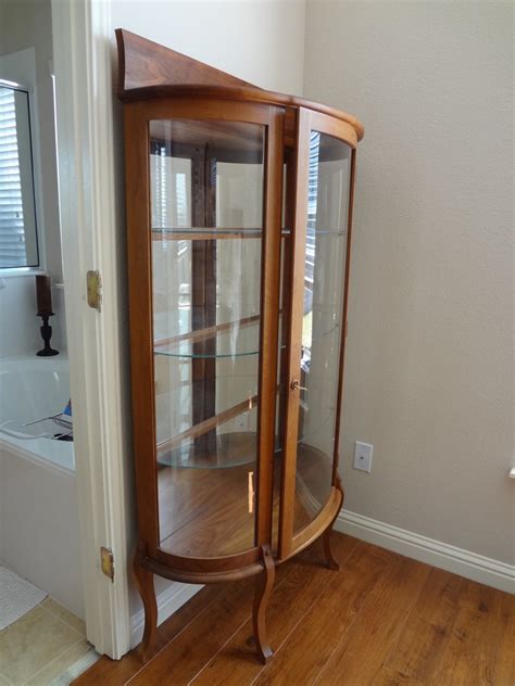 Add some class to your home. Curved Glass Curio Cabinet Value | My Antique Furniture ...