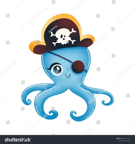 Cute Cartoon Pirate Octopus Isolated On Stock Illustration 1967145415