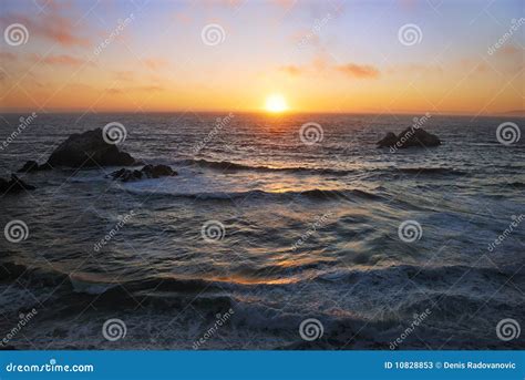 San Francisco Ocean Beach Sunset Stock Image Image Of Surf Orange