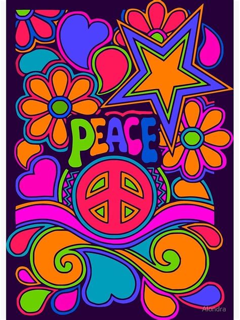 Fun And Funky Flower Power Peace And Love Hippy Art Photographic Print