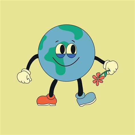 Cute Planet Earth Character Cute Earth Globe With Emotions Face Arms