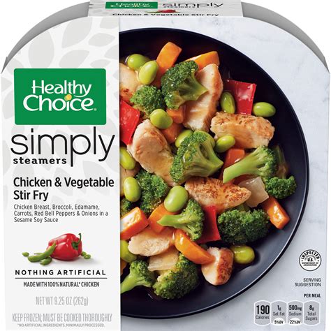 healthy choice simply steamers frozen dinner chicken and vegetable stir fry 9 25 ounce walmart