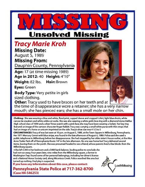 Tracy Marie Kroh 17 Pa 080589 Missing Love Missing Child Missing