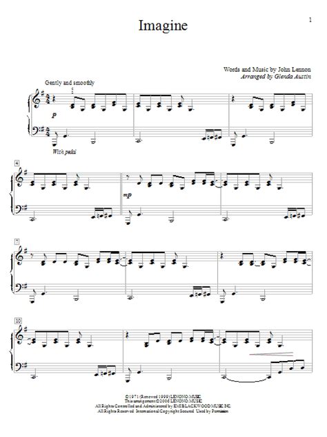 Imagine Sheet Music By John Lennon Easy Piano 56230