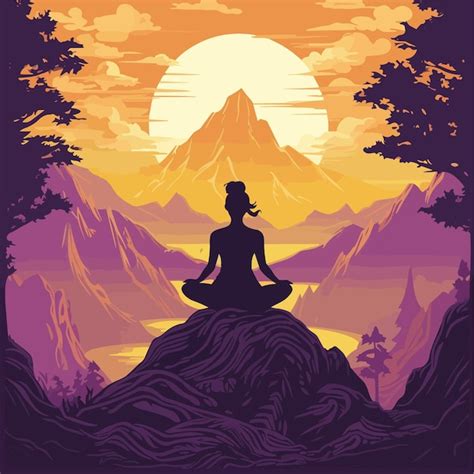 Mujer hacer yoga vector ilustración Vector Premium