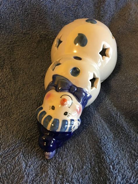 Snowman Tealight Candle Holder Bowl Vintage Ceramic Winter Etsy
