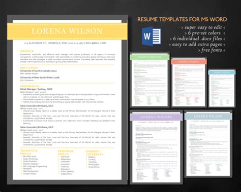 Modern 3 In 1 Word Resume Bundle Microsoft Word Resume Template