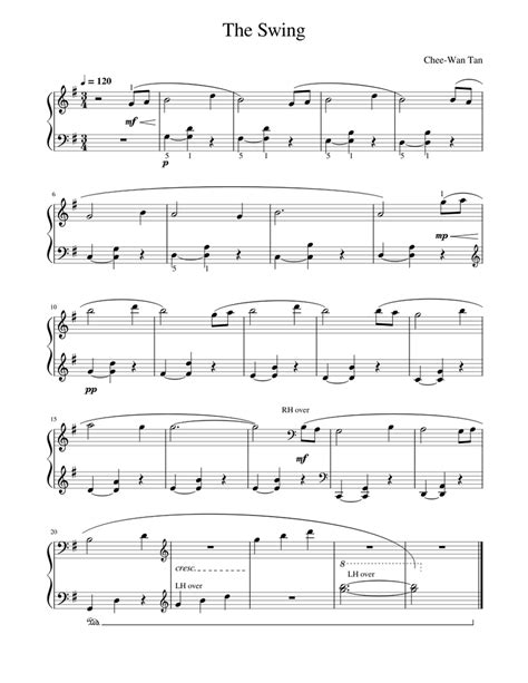 The Swing Chee Wan Tan Sheet Music For Piano Solo Easy