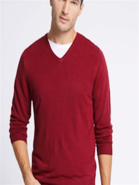 Buy Marks And Spencer Men Red Solid Pullover Sweaters For Men 7325251