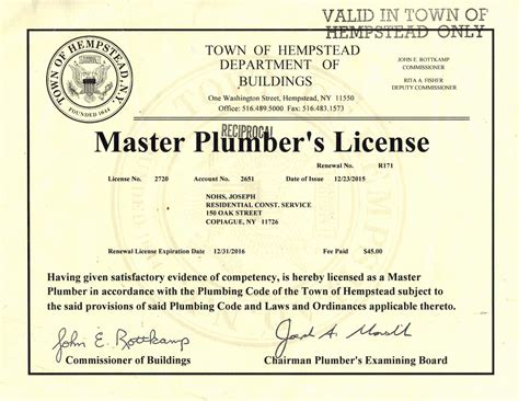 Rubber Duck Plumbing Licenses