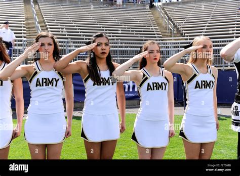 September 12 2015 Army Black Knights Cheerleaders Salute During The