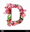 Flower font. Letter D made from natural flowers. Composition of ...