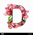 Flower font. Letter D made from natural flowers. Composition of ...