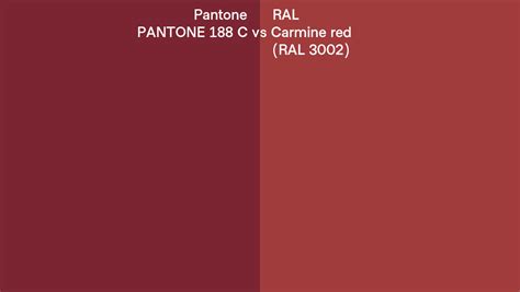 Pantone 188 C Vs Ral Carmine Red Ral 3002 Side By Side Comparison