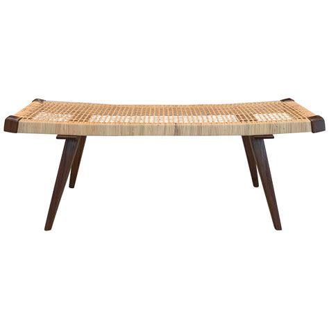 Custom Mid Century Modern Woven Rush Benches 4 Ft For Sale At 1stdibs