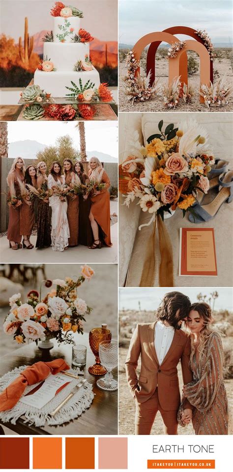 Earth Tone Colour Palette In Shades Of Amber Brown Terracotta Wedding Theme Color Schemes