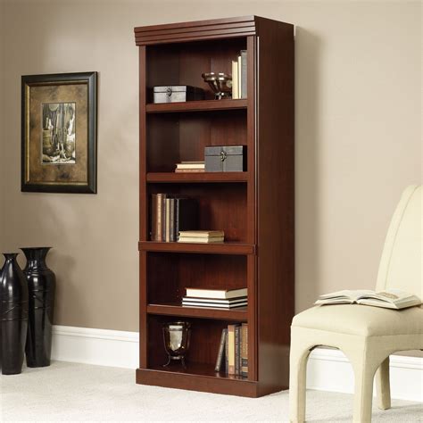 Library With Classic Cherry Finish Cherry Bookcase Open Bookcase