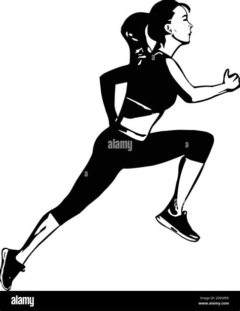 El dibujo de la silueta de la mujer corriendo ilustración vectorial