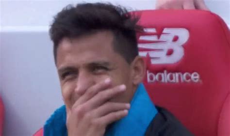 alexis sanchez arsenal star caught laughing after substitution during liverpool defeat