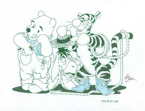 Winnie The Pooh Disney Green Ink Concept Art Pooh Tigger AP 34 By