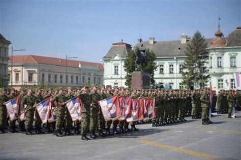 Soldiers Practice For Military Parade For V Day In Zrenjanin Serbia