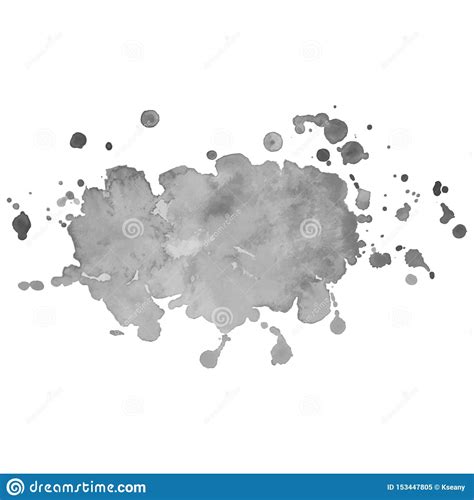 Abstract Isolated Gray Vector Watercolor Splash Grunge Element For