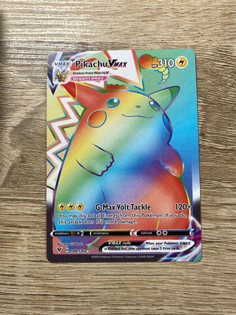 Pikachu Vmax Rainbow Custom Made Pokémon Card Gigantamax Etsy