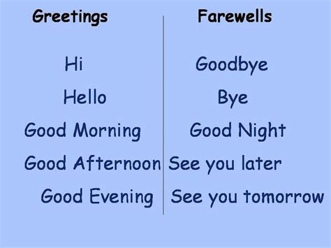 Free English Activities Greetings And Farewells