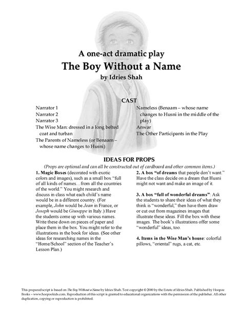 Boy Without Name Readers Theater This Prepared Script Is Based On The