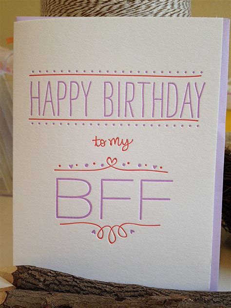 Letterpress Bff Birthday Card 500 Via Etsy Best Friend Birthday