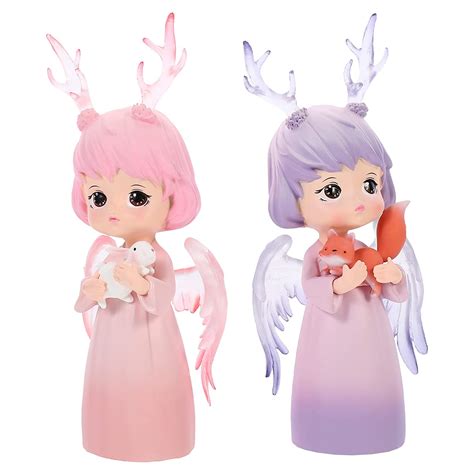 Buy Vosarea 2pcs Resin Angel Figurine Colorful Little Girl Statue