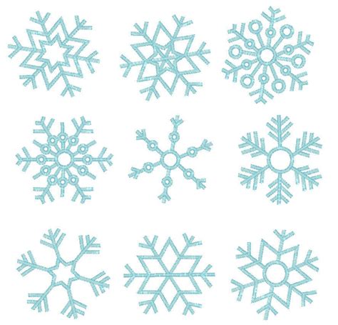 Simply Snowflakes 9 Types In Assorted Sizes Machine Embroidery Design
