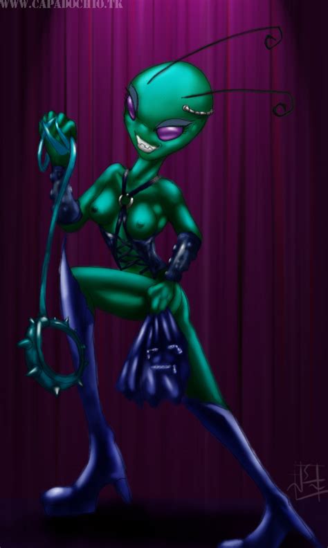 Rule 34 1girls Alien Antennae Capadochio Female Green Skin Invader Zim Irken Smooth Skin Tagme