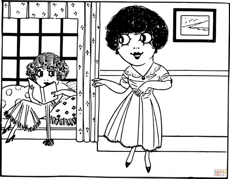 Vintage Big Eyed Coloring Page Free Printable Coloring Pages