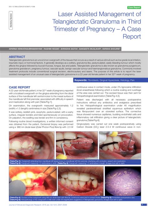 Pdf Laser Assisted Management Of Telangiectatic Granuloma In Third Trimester Of Pregnancy A