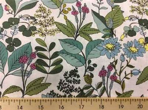 Botanical Plant Fabric Nature Fabric Foliage Leaf Print Fabric Quilting