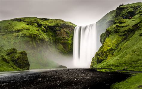 Skogafoss Waterfall Wallpaper Png Transparent Best Stock