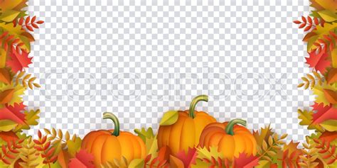 Autumn Leaves And Pumpkins Border Stock Vector Colourbox